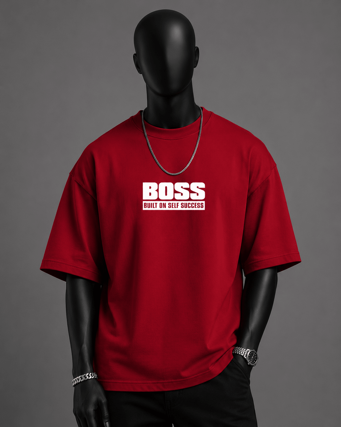 BOSS Oversized Streetwear Tee – Red Edition - Evanbuilt