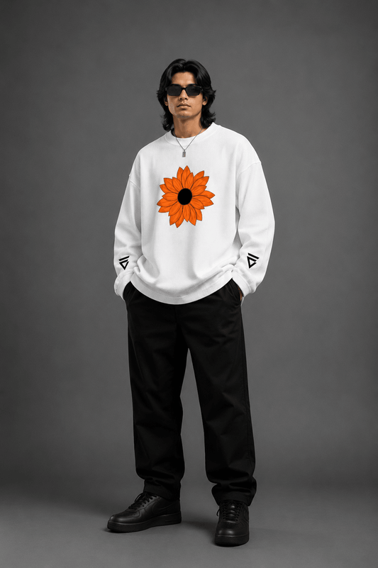 EVAN Bloom Oversized sweatshirt – White - Evanbuilt