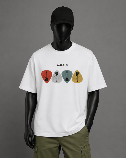 Music Vibes Oversized T-Shirt – White Edition - Evanbuilt