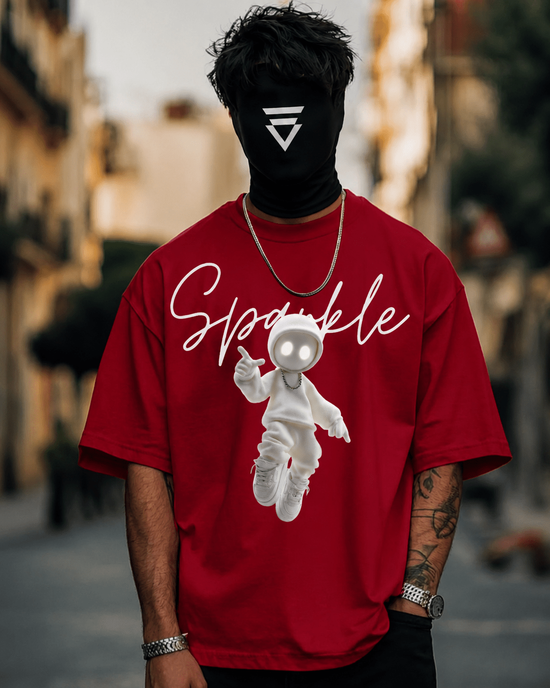 Spookle Oversized Streetwear Tee – Red Edition - Evanbuilt